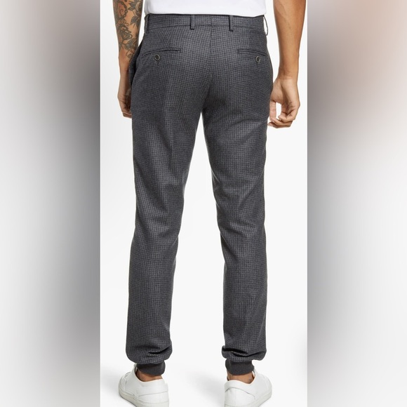 Christopher Bates ripstop wool flannel jogger trouser pant gray check slim fit - Picture 2 of 4